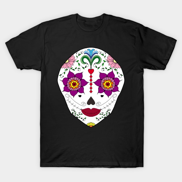 Mexican Sugar Skull T-Shirt by alexbookpages